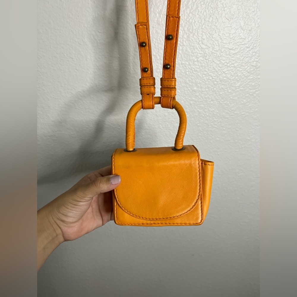 FREE PEOPLE Orange Leather Close to You Mini Bag - Picture 7 of 10